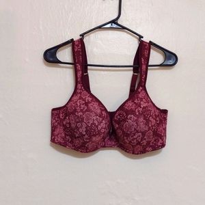 Lucky Brand Burgundy Floral Underwire Bra w J Hook Size 40D